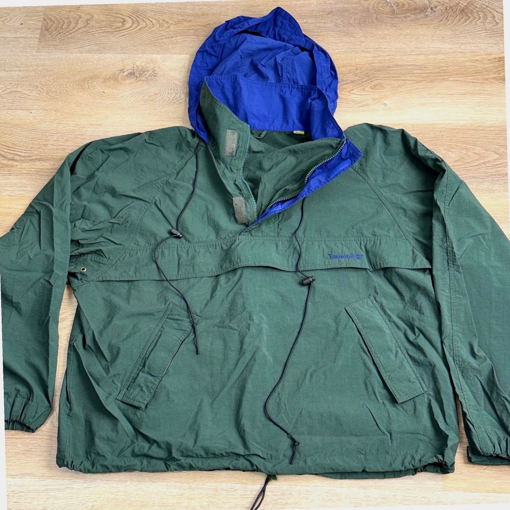 VTG 90s Timberland Green/Blue   Weathergear Anorak Jacket Mens XLGorpcore